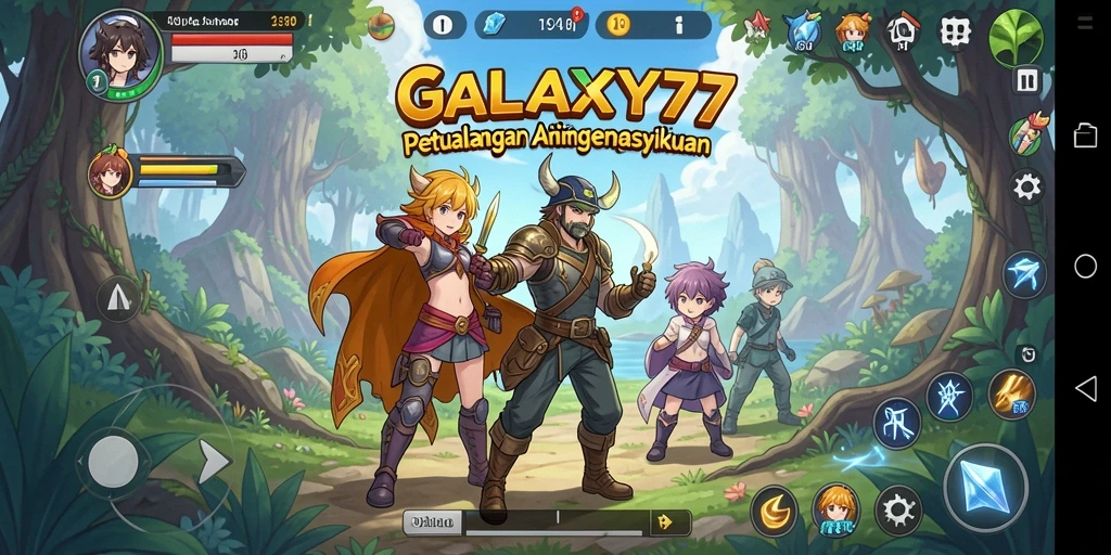 Tampilan gameplay GALAXY77 yang memukau dan penuh aksi anime.