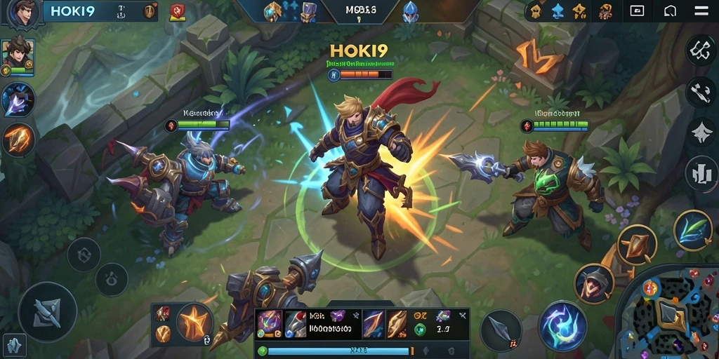 Screenshot HOKI9 menampilkan aksi pertarungan seru dalam permainan MOBA.