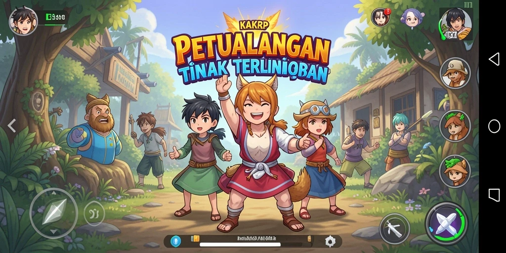 Tampilan dinamis dari gameplay KAKRP dalam dunia Anime.
