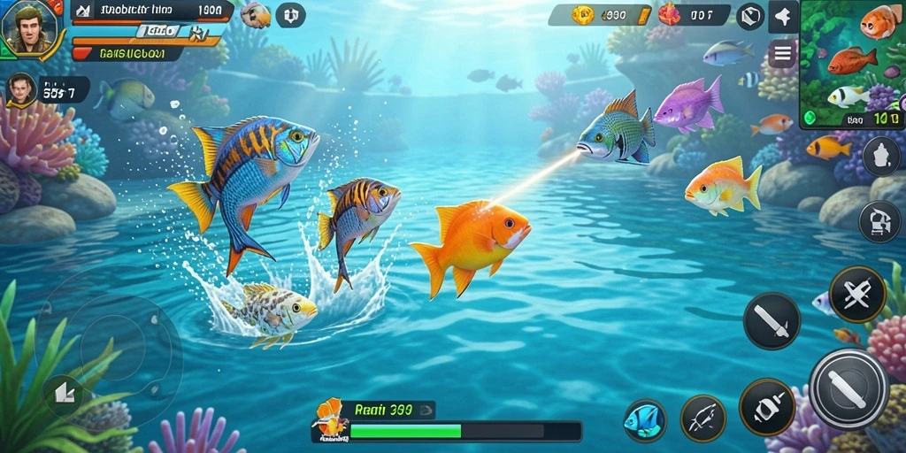 Tampilan gameplay MASTERTOTO dengan aksi menembak ikan yang seru.