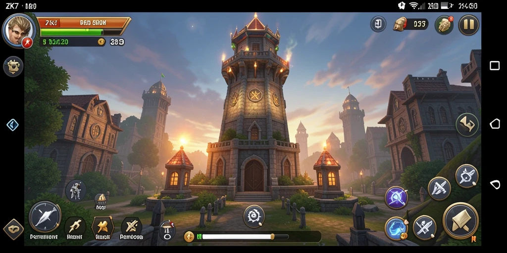Screenshot gameplay menarik ZK7 yang menunjukkan aksi Tower Defense.